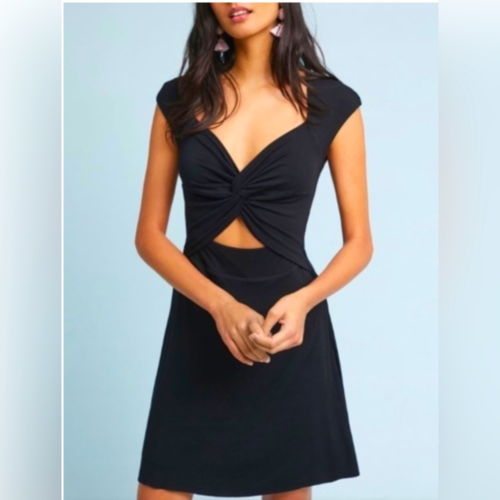 Black Twist-Front Mini Dress - Unbranded